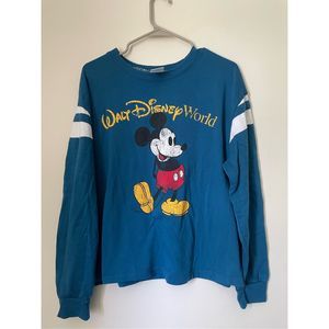 Walt Disney World Womens 1X Mickey Mouse Vintage Long Sleeve College Tee
